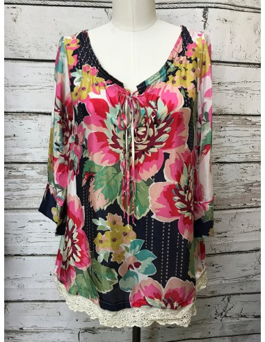 Floral Print Top Long Sleeve Luxury Designer Johnny Was, Size Xs en ligne des produits 