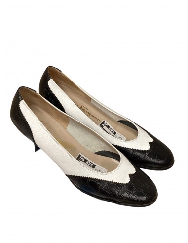 Designer Black & White Shoes Heels Block Ferragamo, Size 10 vous aussi creer 