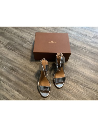 Silver Shoes Heels Block Coach, Size 9.5 meilleur choix