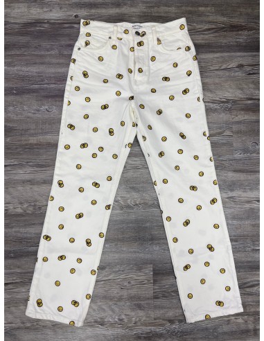 White & Yellow Jeans Straight Reformation, Size 2 solde